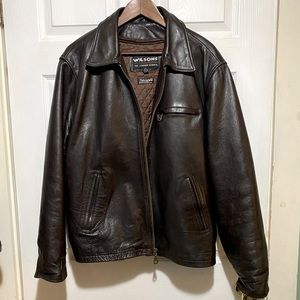 90s Leather Bomber Jacket - Brown Oversized Biker Dad Style Bikercore size M